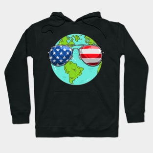 American Flag Patriotic Earth Day Hoodie